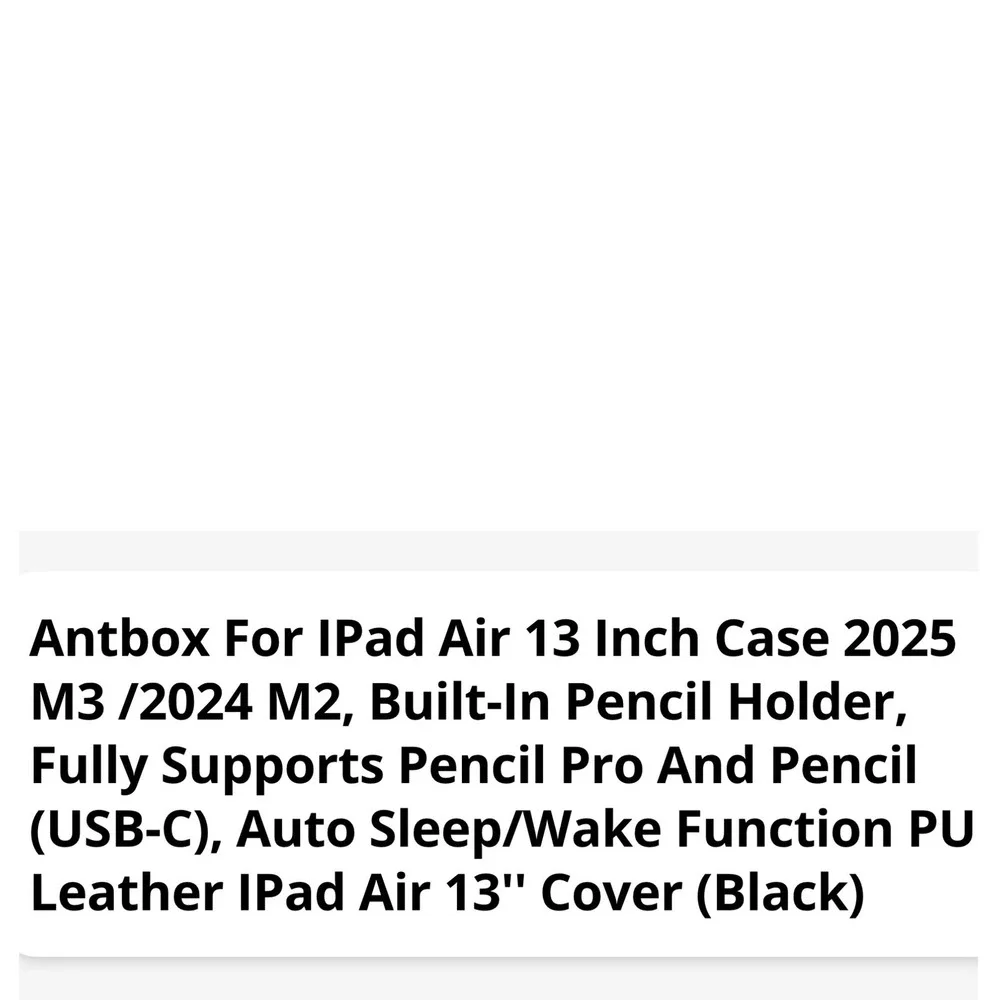 Antbox Black leather Case iPad Air 13 Inch M3 M2 Pencil Holder Auto Sleep‎ Wake